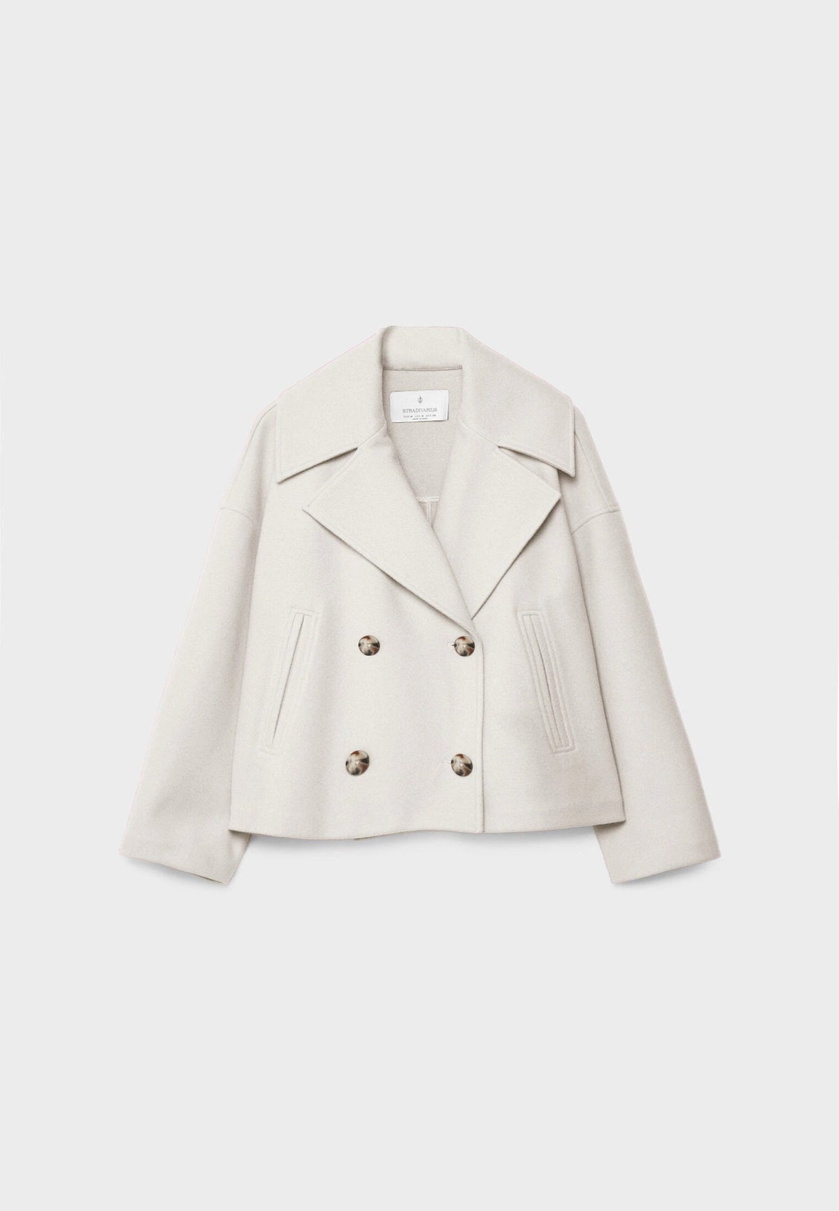 Orla | Women's Cropped Wool Peacoat Jacket - Notch Lapel Double Breasted