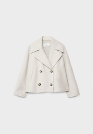 Orla | Women's Cropped Wool Peacoat Jacket - Notch Lapel Double Breasted