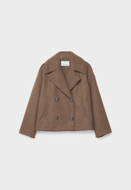 Orla | Women's Cropped Wool Peacoat Jacket - Notch Lapel Double Breasted