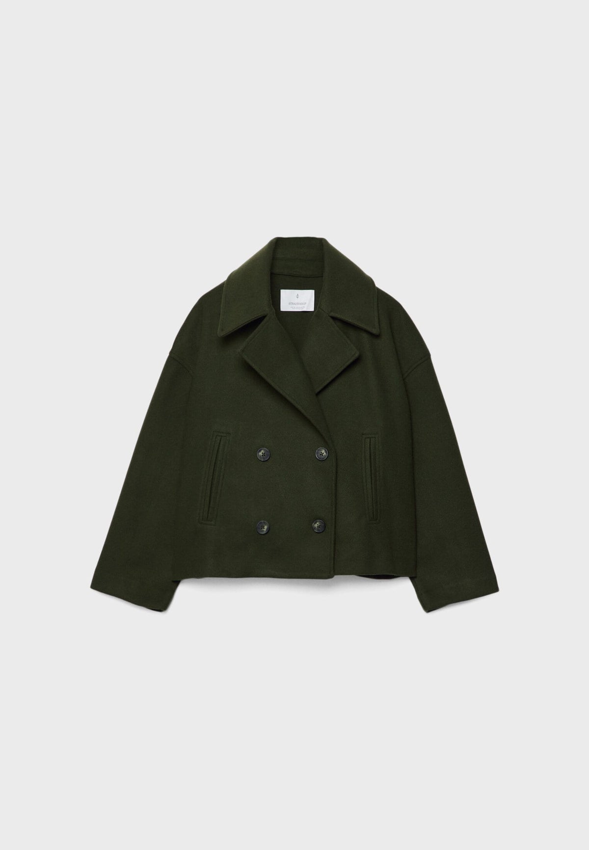 Orla | Women's Cropped Wool Peacoat Jacket - Notch Lapel Double Breasted