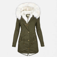 Jenna | Women's Winter Jacket with Faux Fur Hood and Drawstring Waist