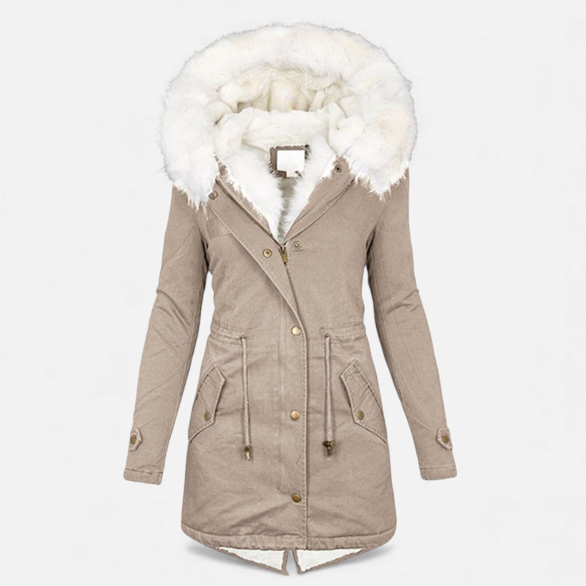 Jenna | Women's Winter Jacket with Faux Fur Hood and Drawstring Waist