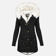 Jenna | Women's Winter Jacket with Faux Fur Hood and Drawstring Waist