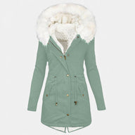 Jenna | Women's Winter Jacket with Faux Fur Hood and Drawstring Waist