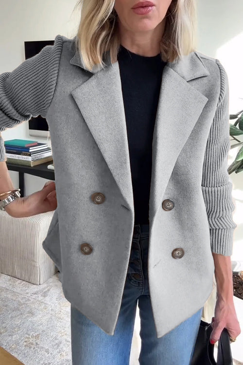 Johanna Women's Knit Double-Breasted Blazer - Grey