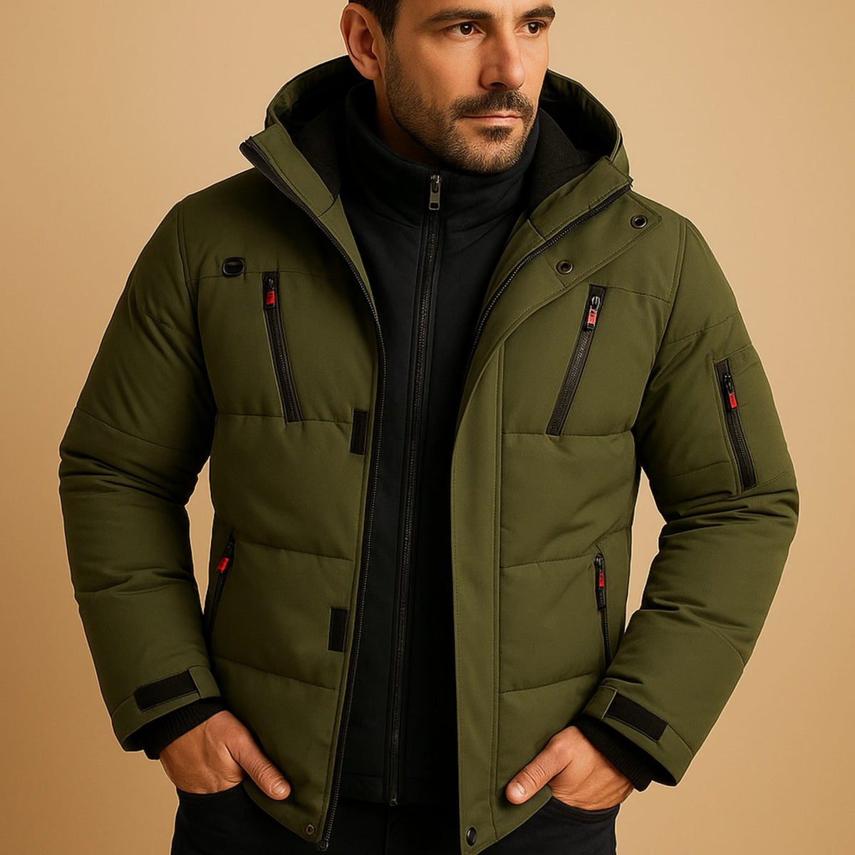 Chris | Men's Winter Puffer Jacket - Hooded Water Resistant Insulated Lining