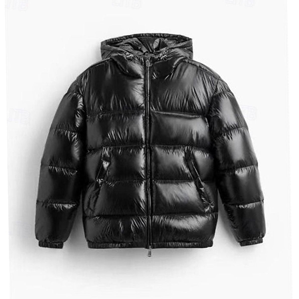 Josh | Men's Quilted Winter Puffer Jacket - Hooded Glossy Wind Resistant