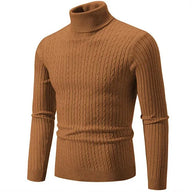 Brad | Men's Knit Turtleneck Sweater - Ribbed Tailored Fit Long Sleeve