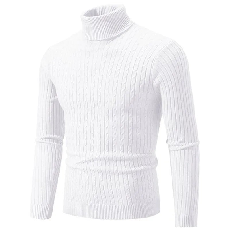 Brad | Men's Knit Turtleneck Sweater - Ribbed Tailored Fit Long Sleeve