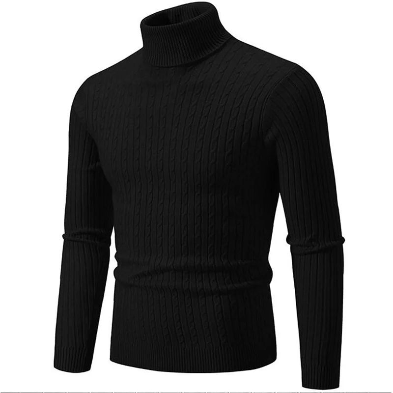Brad | Men's Knit Turtleneck Sweater - Ribbed Tailored Fit Long Sleeve
