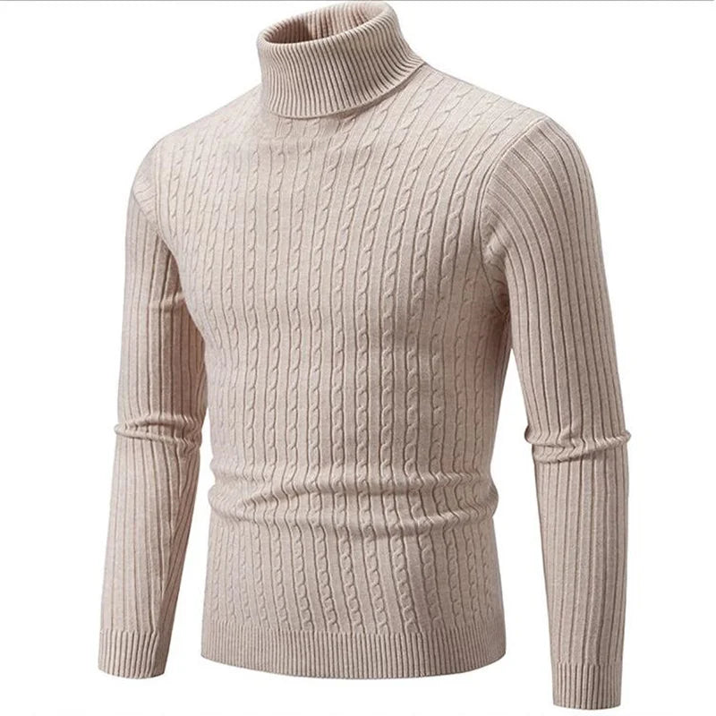 Brad | Men's Knit Turtleneck Sweater - Ribbed Tailored Fit Long Sleeve