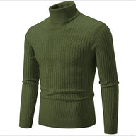 Brad | Men's Knit Turtleneck Sweater - Ribbed Tailored Fit Long Sleeve