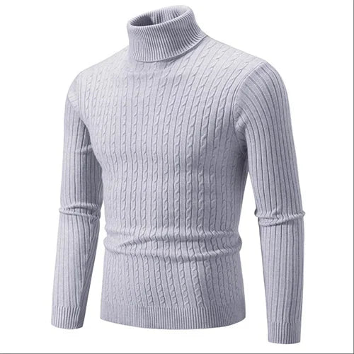 Brad | Men's Knit Turtleneck Sweater - Ribbed Tailored Fit Long Sleeve