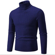 Brad | Men's Knit Turtleneck Sweater - Ribbed Tailored Fit Long Sleeve
