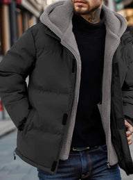 Mike | Men's Quilted Winter Puffer Jacket - Hooded Sherpa Lined Full Zip