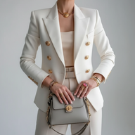 Natalia Women's Double-Breasted Blazer - White