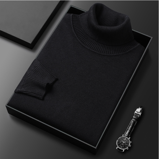 Derek | Men's Knit Turtleneck Sweater - Ribbed Classic Fit Long Sleeve