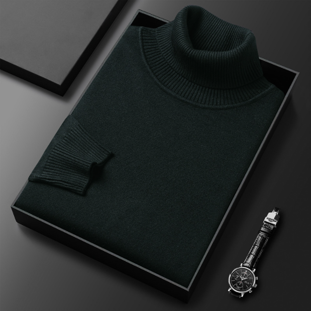 Derek | Men's Knit Turtleneck Sweater - Ribbed Classic Fit Long Sleeve