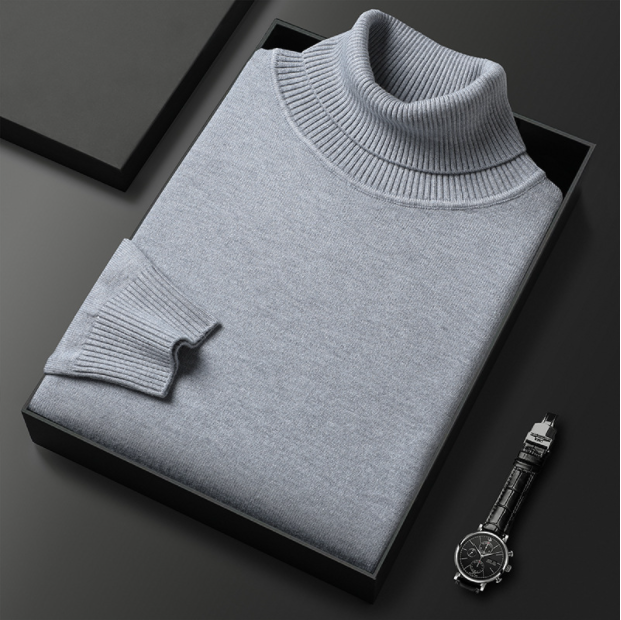 Derek | Men's Knit Turtleneck Sweater - Ribbed Classic Fit Long Sleeve