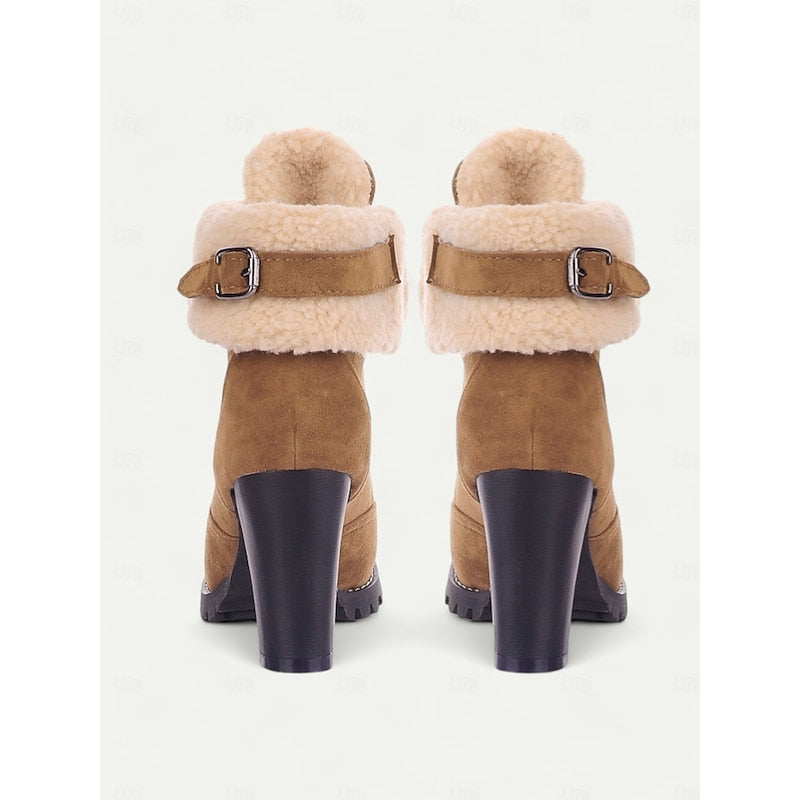 Ingram | Women's Heeled Lace-Up Winter Boots - Fur Trim