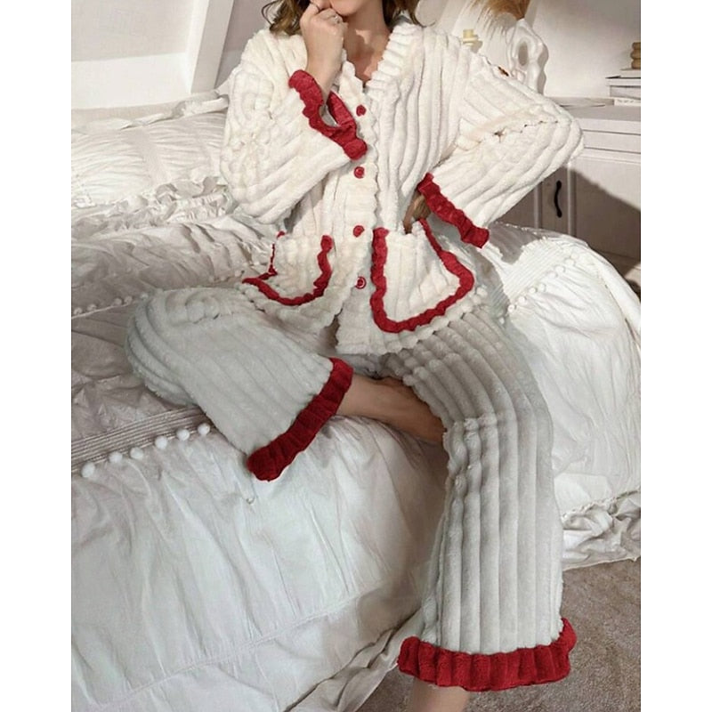 Winifred | Women's Cosy Loungewear Set with Ruffle Trim