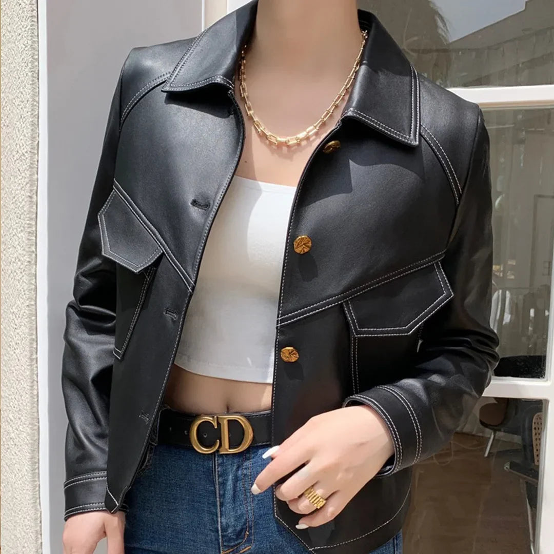 Rebelia Women's Leather Jacket - Black