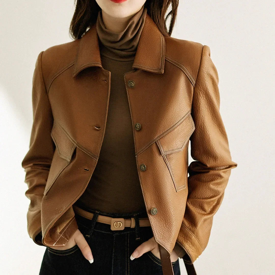 Rebelia Women's Leather Jacket - Brown