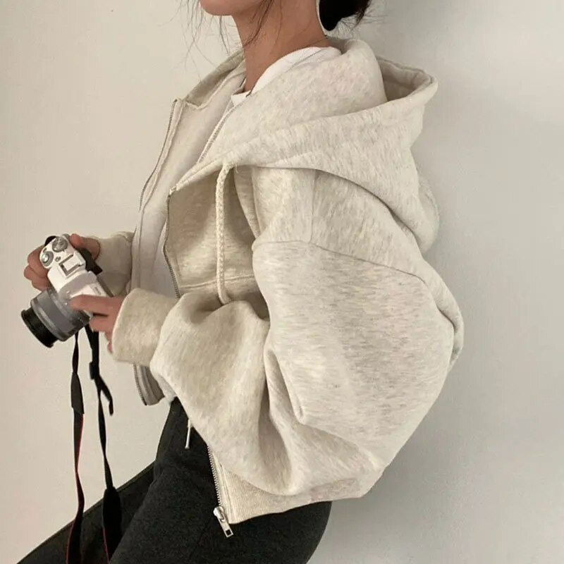 Sybil Women's Zip Up Hoodie - Beige