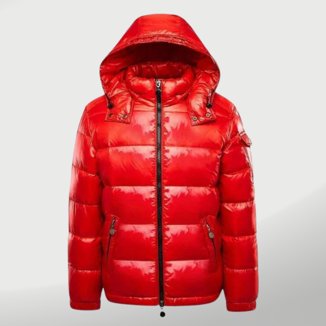Matt | Men's Quilted Winter Puffer Jacket - Hooded Stand Collar Storm Flap