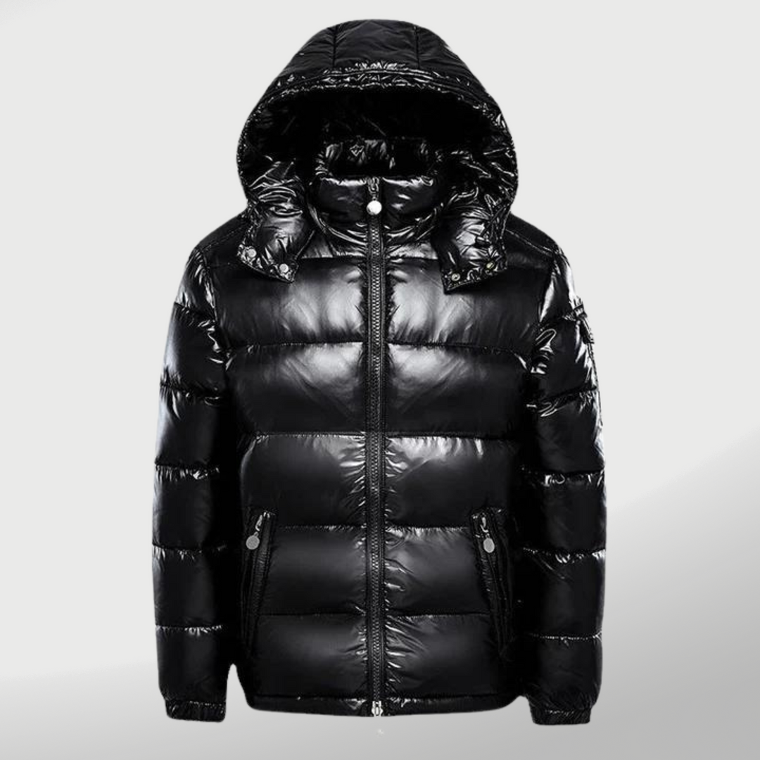 Matt | Men's Quilted Winter Puffer Jacket - Hooded Stand Collar Storm Flap