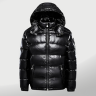 Matt | Men's Quilted Winter Puffer Jacket - Hooded Stand Collar Storm Flap