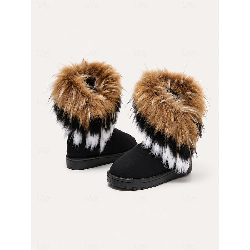 Ramona | Women's Fluffy Winter Boots - Slip-On Trim