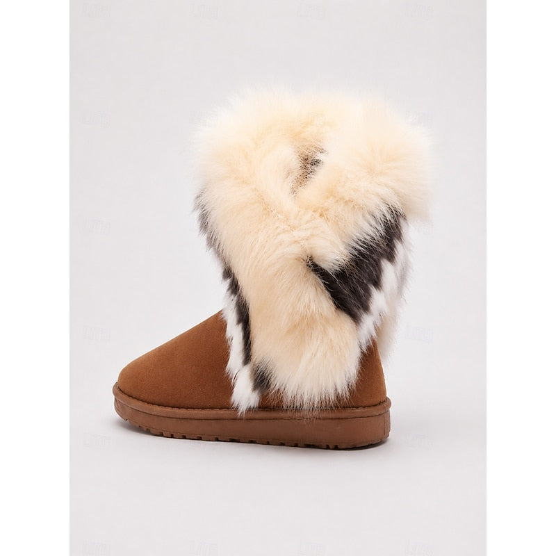 Ramona | Women's Fluffy Winter Boots - Slip-On Trim