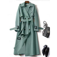 Clarissa | Women's Belted Long Trench Coat - Double-Breasted Collar