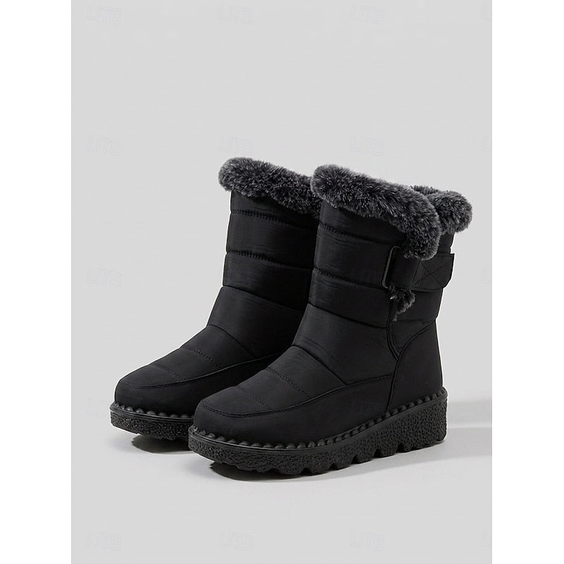 Petra | Women's Fur-Trimmed Winter Boots - Snow Side Fastening