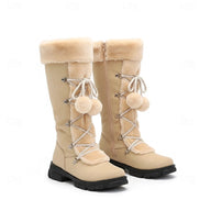 Sabrina | Women's Lace-Up Winter Boots - Fur Trim Block Heel